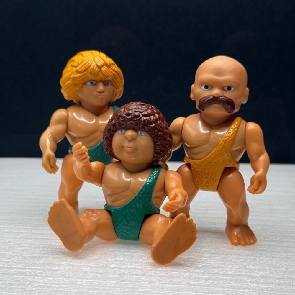 Vintage 1987 Definitely Dinosaurs Cavemen — Set of 3 Feral Pocket Neanderthals